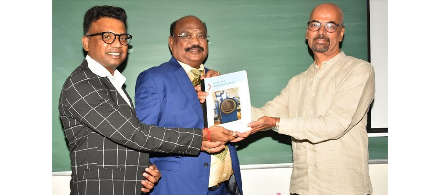Mr. K R Ramaswamy, Chairman & Mr. Sakthivel Ramaswamy, CEO, KRR Engineering Pvt. Ltd. handing over the advanced Autoclave Technology to Dr. M R Bhat, Chief Research Scientist, IISC