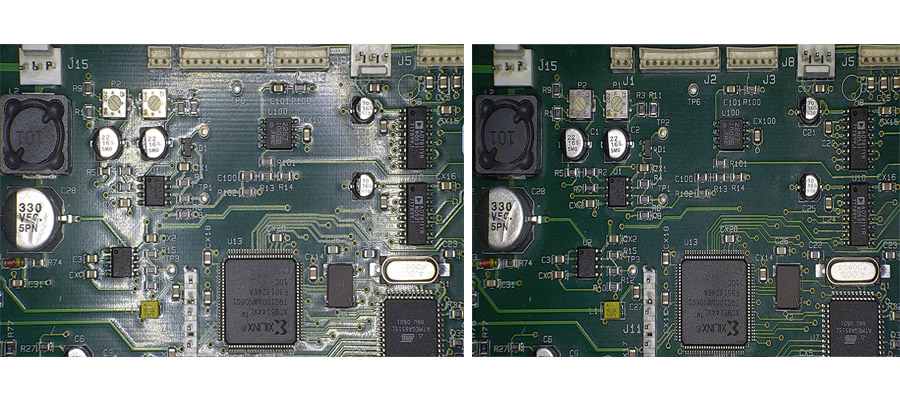 Left to right before and after using TAGARNO Glare Removal feature