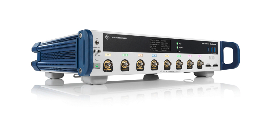 Caption: The new MXO 5C series oscilloscope without integrated display, tailored for rack mount applications.
