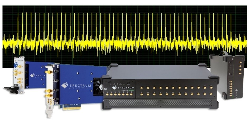 The brand new 96xx-series contains 12 different DDS Generators that are able to produce up to 50 sinewave cores on one single output channel. The diagram shows these 50 cores in frequency domain.